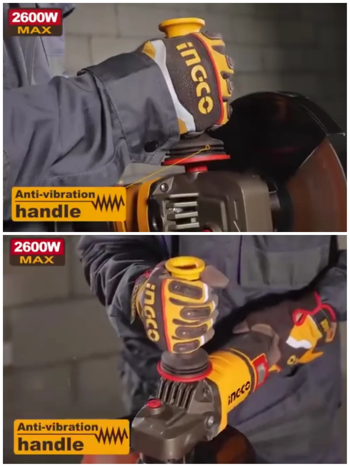 Аккумуляторная угловая шлифовальная машина (УШМ) INGCO CAGLI4260182 INDUSTRIAL 42 В 230 мм 2х4 Ач — фото 9