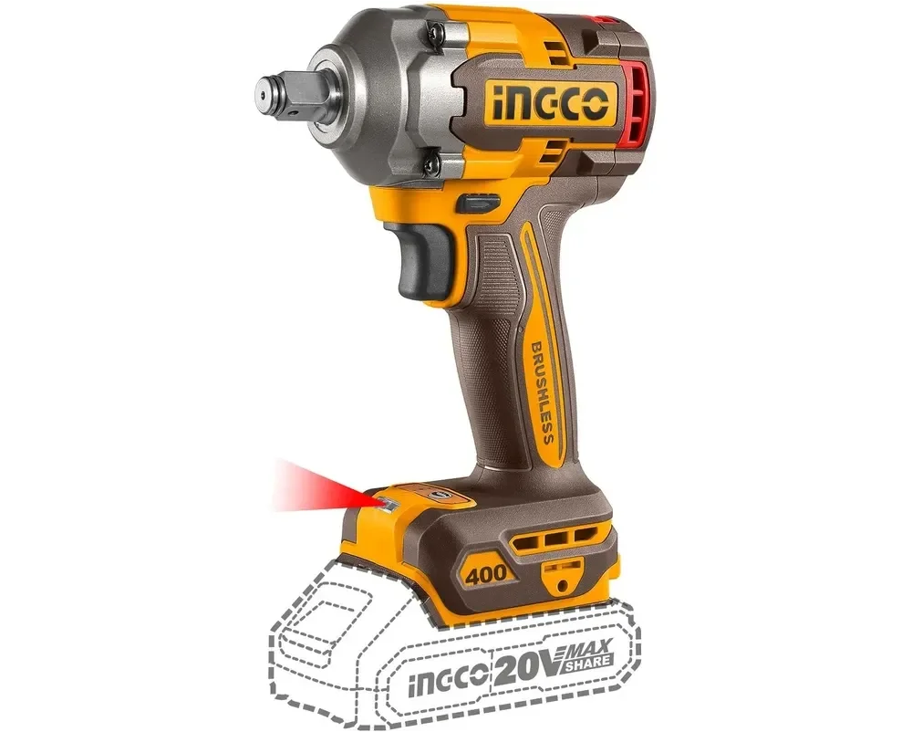 Аккумуляторный бесщеточный ударный гайковерт INGCO CIWLI2040 INDUSTRIAL 20 В 1/2