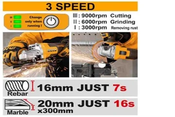 Аккумуляторная угловая шлифовальная машина (УШМ) INGCO CAGLI261521 INDUSTRIAL 20 В 115 мм 1х4 Ач — фото 18