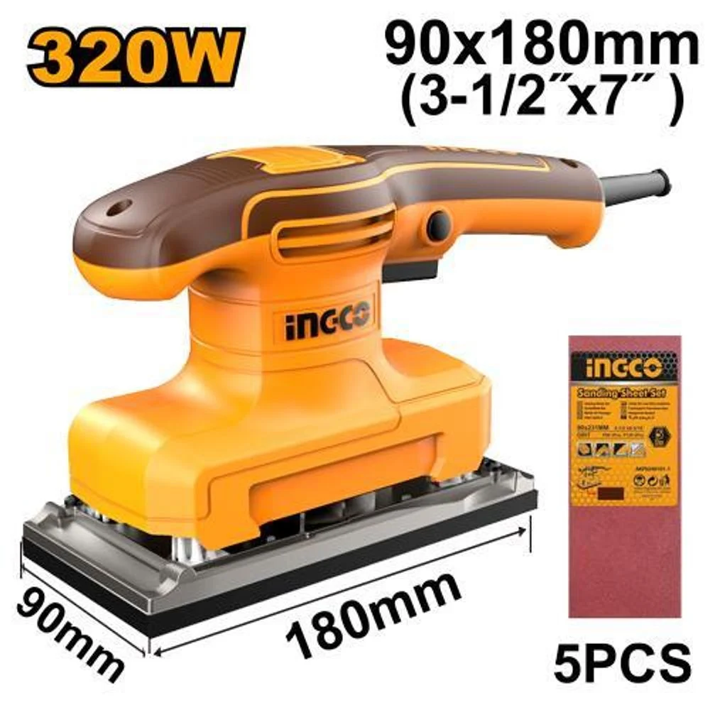 Вибрационная шлифовальная машина INGCO FS3216 INDUSTRIAL 320 Вт 180х90 мм