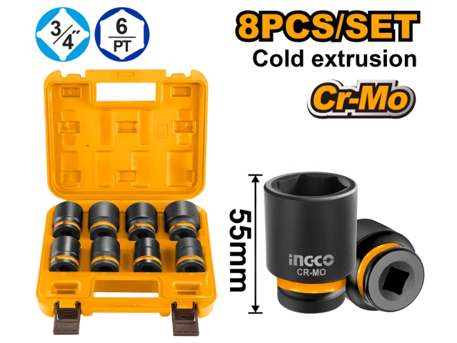 Набор ударных торцевых головок INGCO HKISSD34081 INDUSTRIAL 3/4