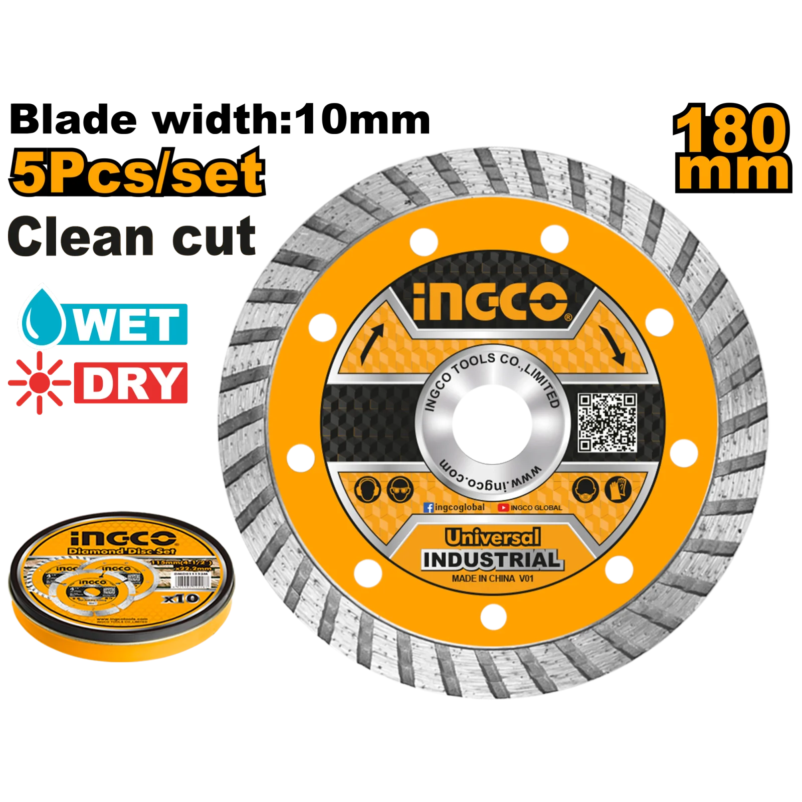 Диск алмазный турбо INGCO DMD031802M 180х22,2 мм