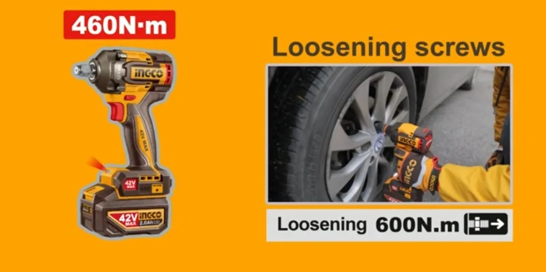 Аккумуляторный бесщёточный ударный гайковёрт INGCO CIWLI42461 INDUSTRIAL 42 В 1/2