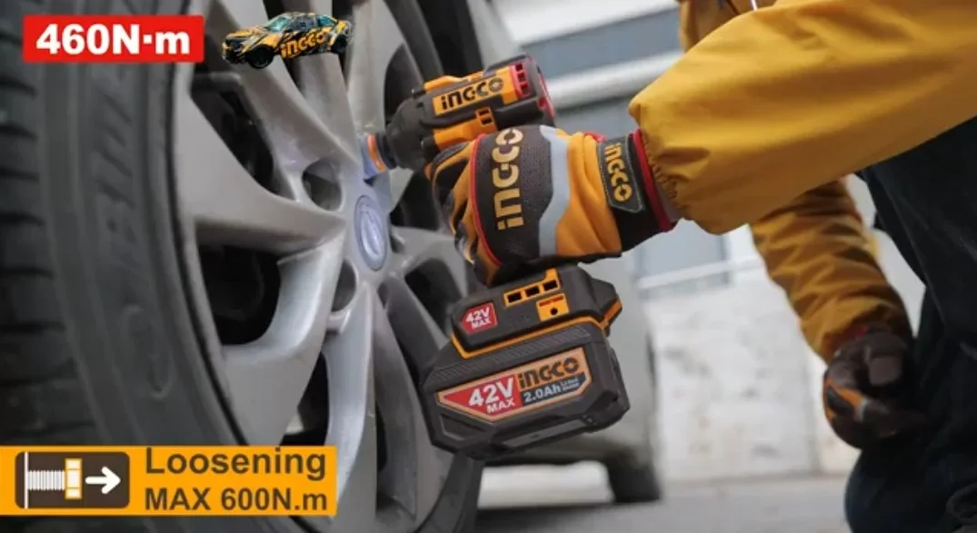 Аккумуляторный бесщёточный ударный гайковёрт INGCO CIWLI42461 INDUSTRIAL 42 В 1/2