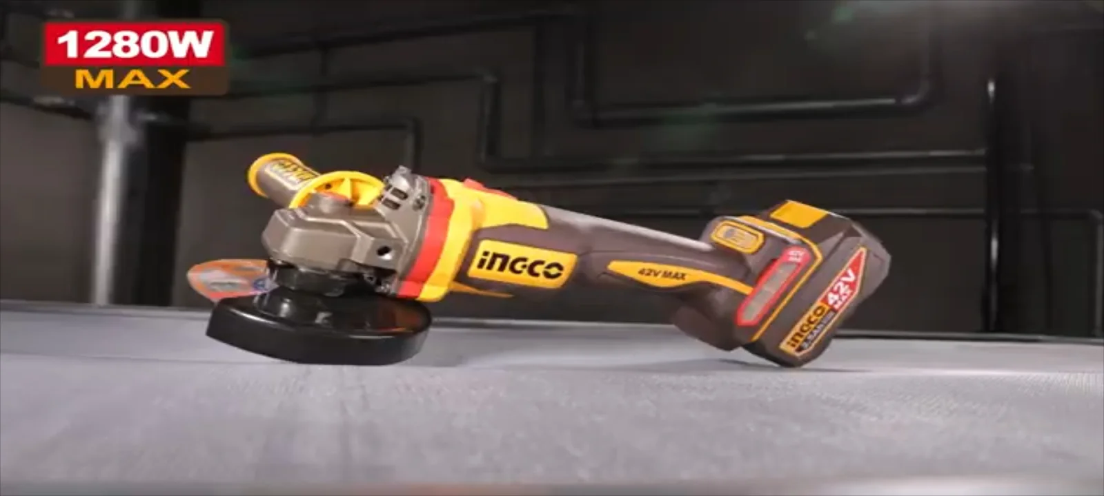 Аккумуляторная угловая шлифовальная машина (УШМ) INGCO CAGLI4128112 INDUSTRIAL 42 В 115 мм 2х2,5 Ач — фото 14
