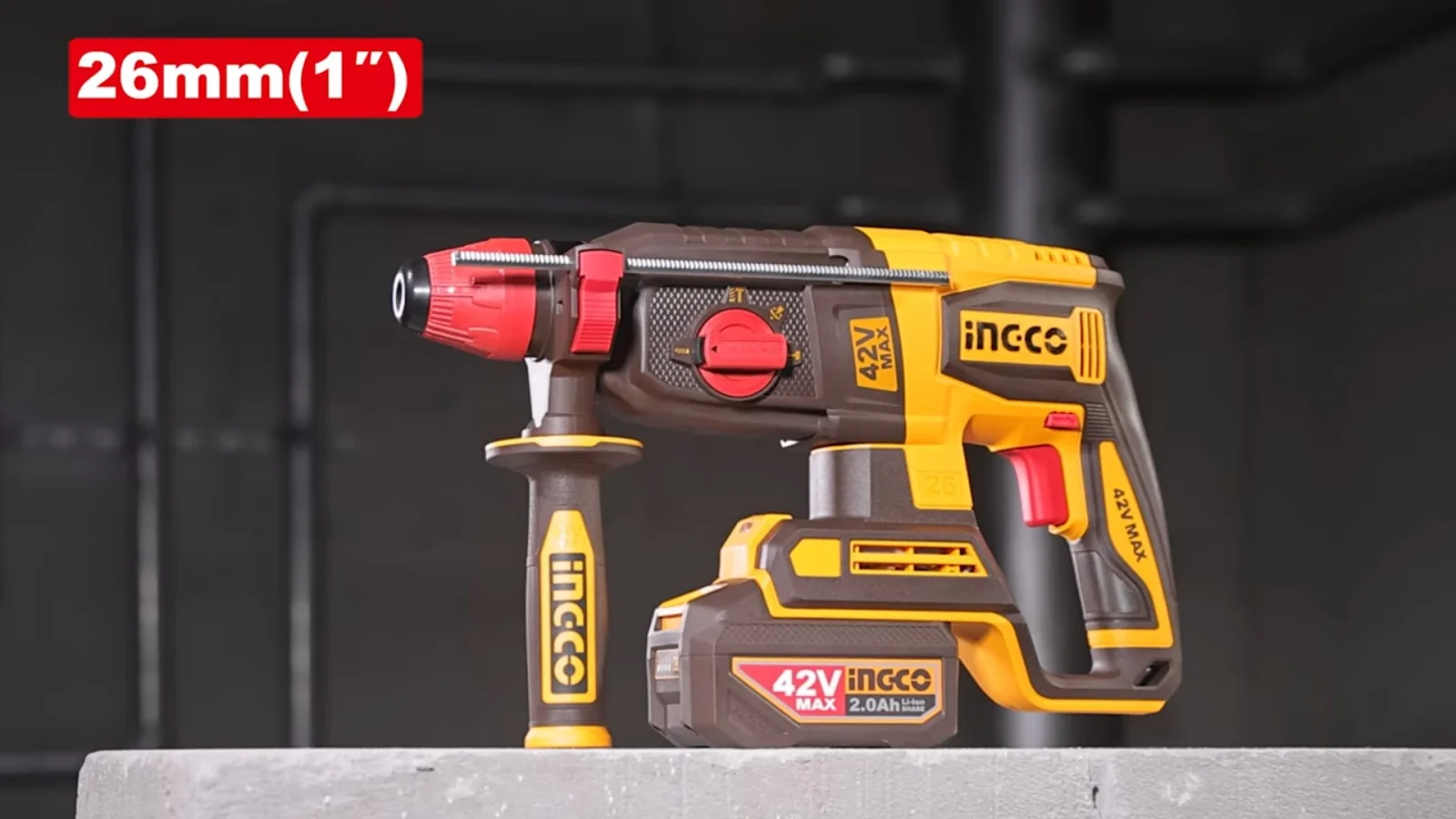 Аккумуляторный бесщеточный перфоратор SDS-Plus INGCO CRHLI422682 INDUSTRIAL 42 В 2,5 Дж 2х2Ач — фото 13