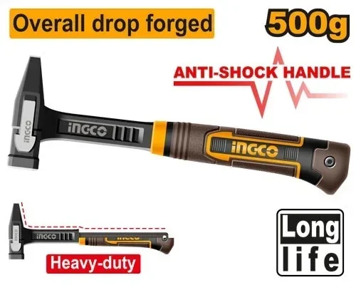 Молоток слесарный с безынерционной рукояткой INGCO HMH82500L 500 г — фото 1
