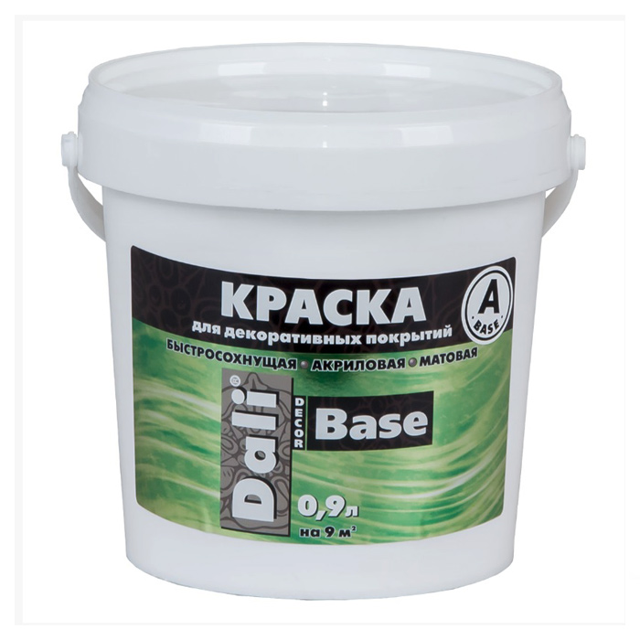 Краска DALI-DECOR Base акриловая быстросохнущая тиксотропная база А 0,9л матовая белая — фото 1