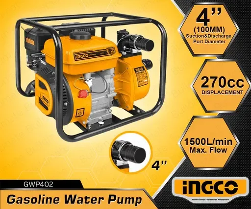 Мотопомпа бензиновая INGCO GWP402 INDUSTRIAL 9,0 л.с. — фото 3