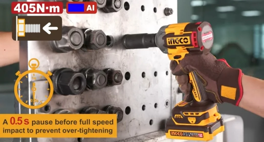 Аккумуляторный бесщеточный ударный гайковерт INGCO CIWLI20451 INDUSTRIAL 20 В 1/2