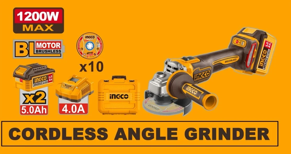 Аккумуляторная угловая шлифовальная машина (УШМ) INGCO CAGLI2120272 INDUSTRIAL 20 В 125 мм 2x5 Ач — фото 11