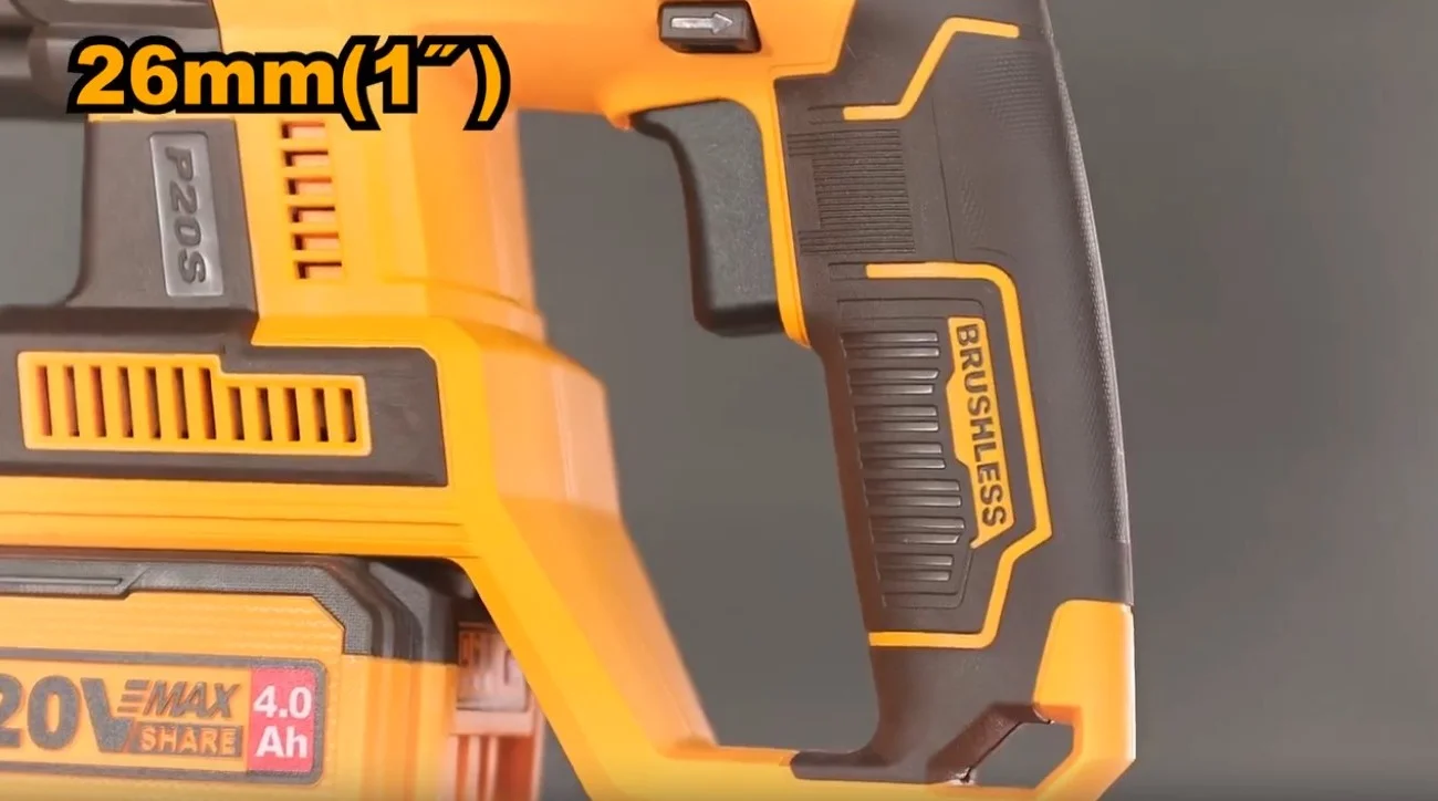 Аккумуляторный бесщеточный перфоратор SDS-Plus INGCO CRHLI262085 INDUSTRIAL 20 В 2.5 Дж 2x4 Ач — фото 5