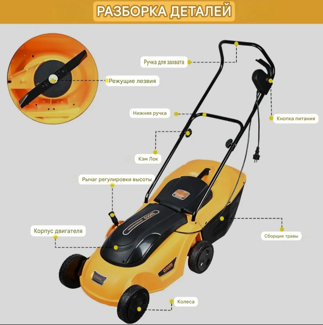 Газонокосилка электрическая INGCO LM383 INDUSTRIAL 1600 Вт 380 мм 50 л — фото 3