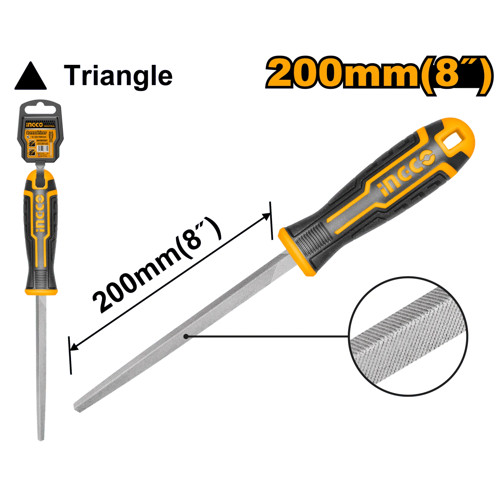 Напильник слесарный треугольный INGCO HSTF088 INDUSTRIAL 200 мм