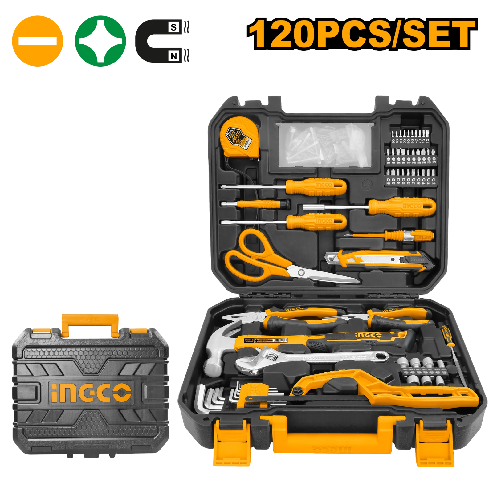 Набор инструмента для дома INGCO HKTHP21201 INDUSTRIAL 120 предметов