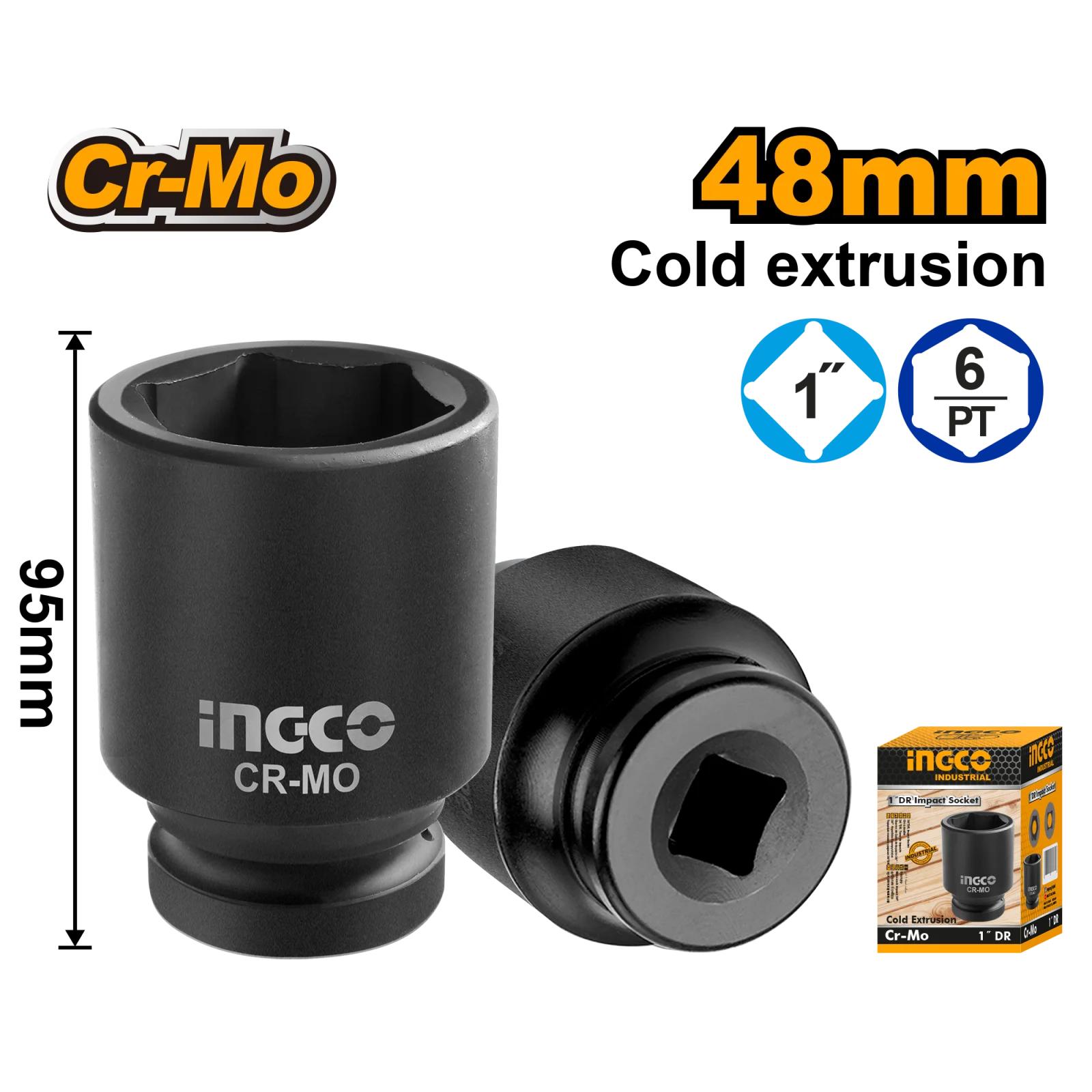 Головка торцевая ударная INGCO HHIS0148L INDUSTRIAL 1