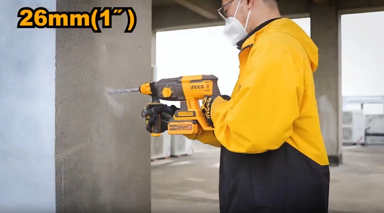 Аккумуляторный бесщеточный перфоратор SDS-Plus INGCO CRHLI202682 INDUSTRIAL 20 В 2.5 Дж 2x4 Ач — фото 10