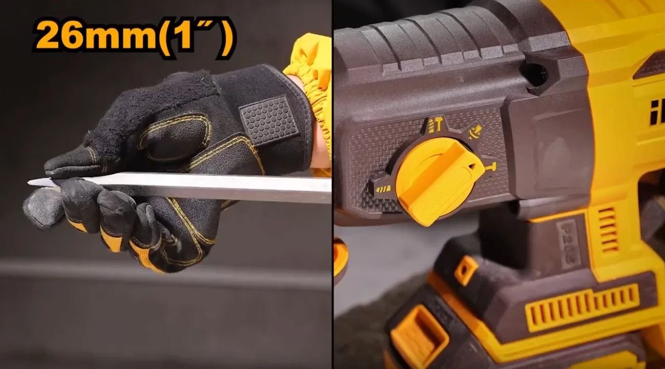 Аккумуляторный бесщеточный перфоратор SDS-Plus INGCO CRHLI202682 INDUSTRIAL 20 В 2.5 Дж 2x4 Ач — фото 12