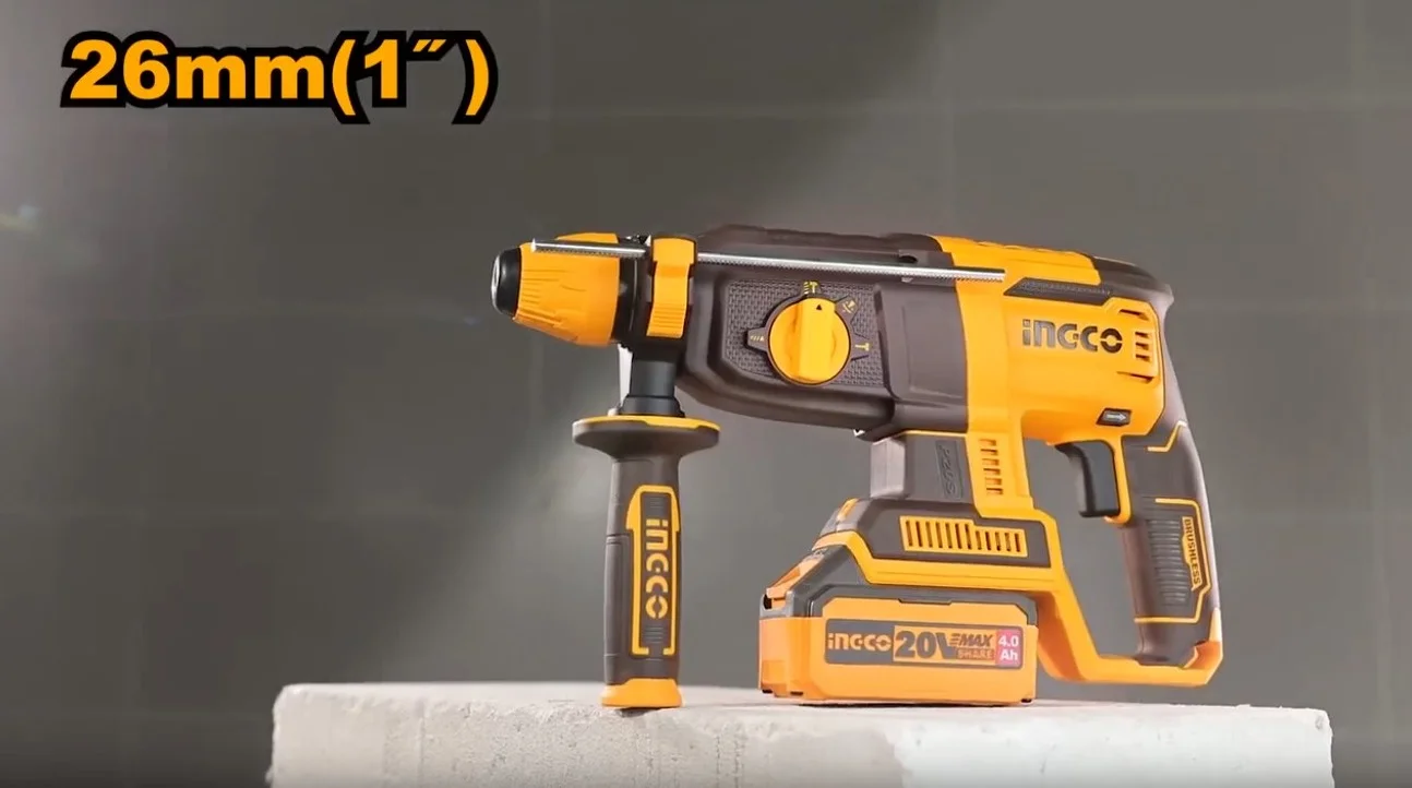 Аккумуляторный бесщеточный перфоратор SDS-Plus INGCO CRHLI202682 INDUSTRIAL 20 В 2.5 Дж 2x4 Ач — фото 16