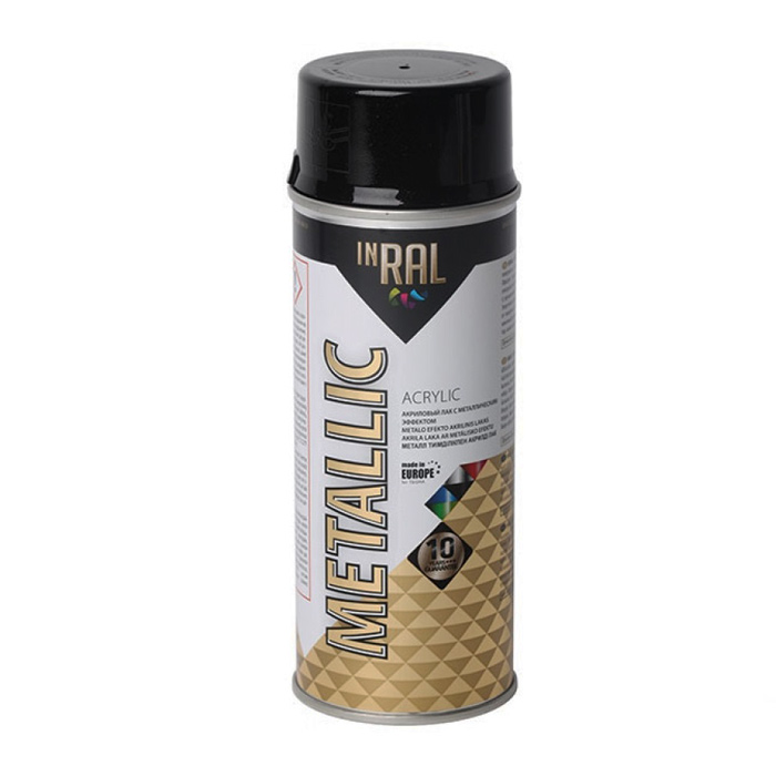 Лак акриловый аэрозольный INRAL Metallic черный 400мл — фото 1