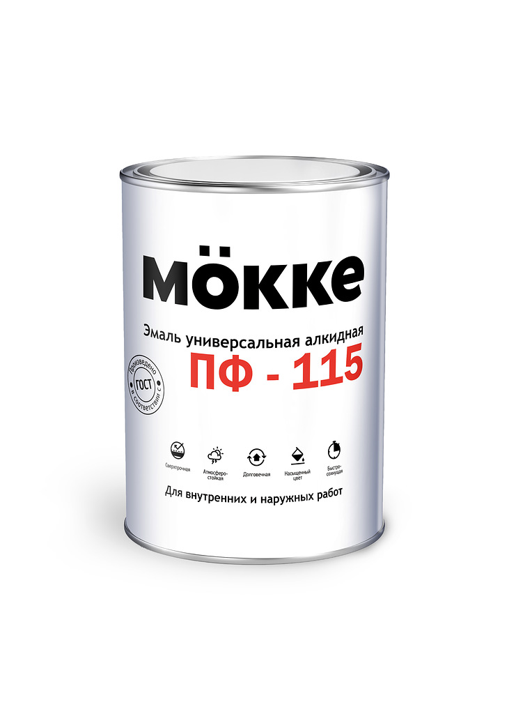 Эмаль ПФ-115 алкидная MOKKE 0,8кг белый матовый — фото 1