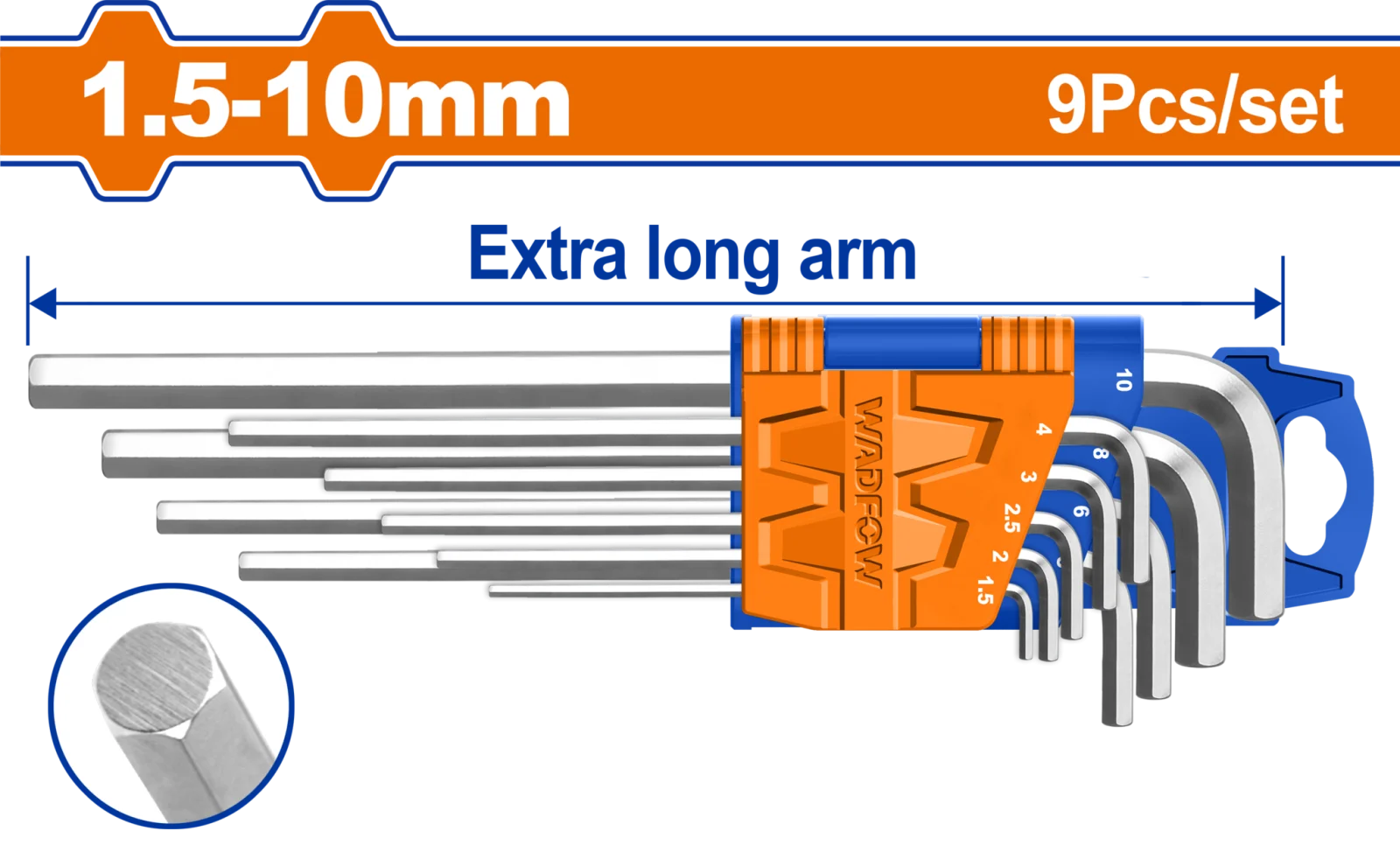 Набор шестигранников HEX Long Extra WADFOW WHK1292 1,5-10 мм — фото 1