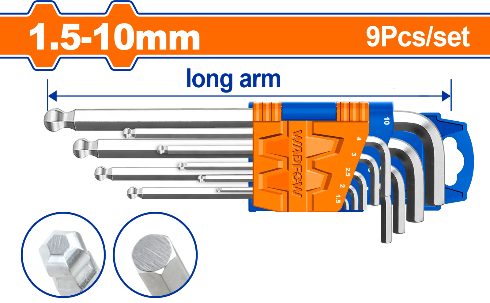 Набор шестигранников TORX Long WADFOW WHK2291 Т10-Т50 — фото 1