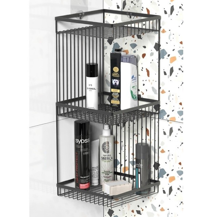 Полка для ванной комнаты тройная Connect FORA FOR-DIM093B — фото 3