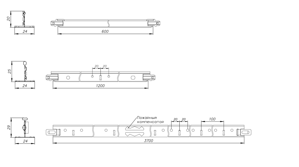 Каркас NORMA Т-24 0,6 белый мат. (уп.90шт)