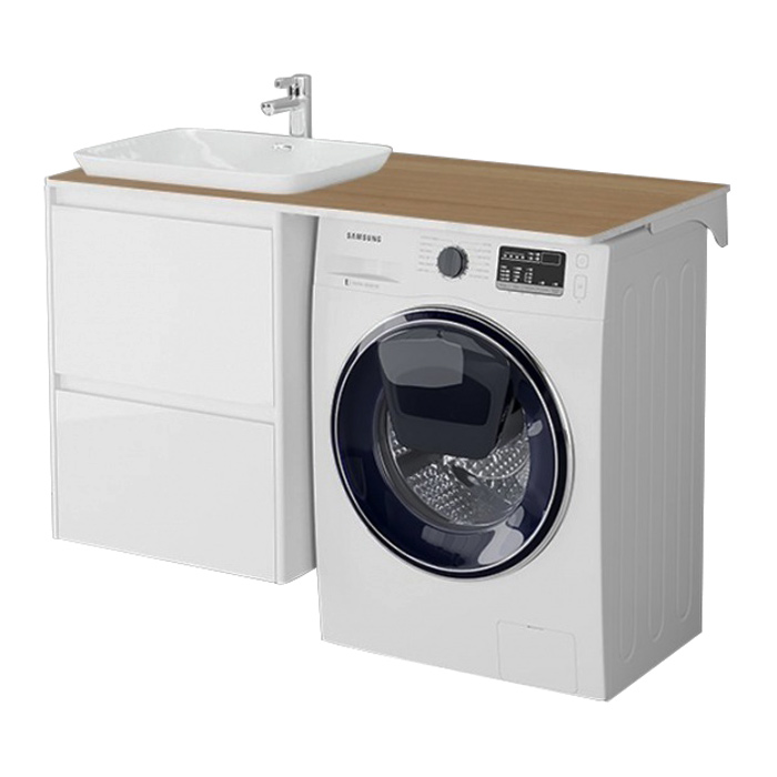 Столешница Klaufs 120*60 без выреза, тумба слева, МДФ-HPL, белая/шатане — фото 2