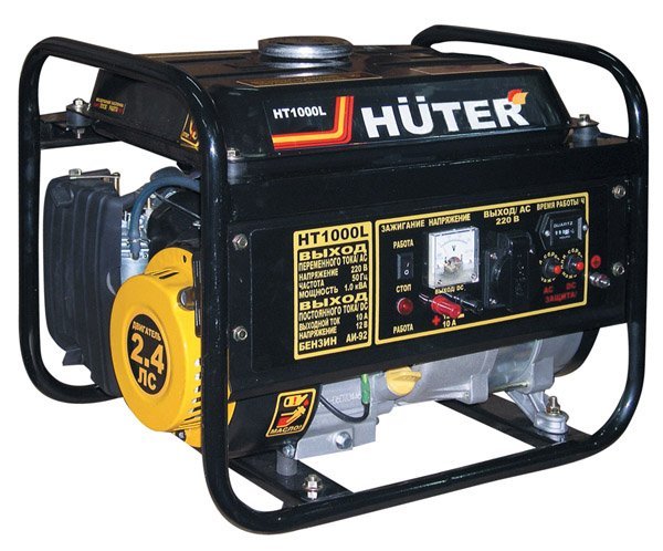 Генератор бензиновый HT 1000L (HUTER) /1,0/1,1 кВт, 220В, ручной старт, бак 6л, 24кг/