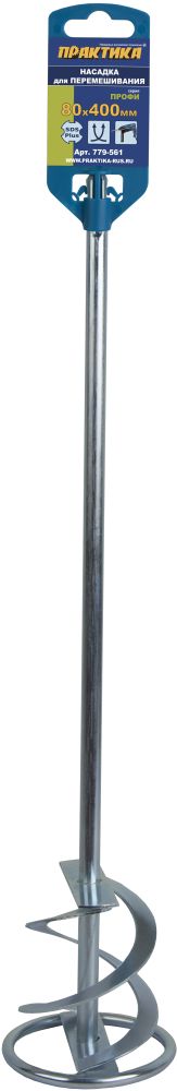 Миксер для гипса, штукатурных смесей 80х400мм (ПРАКТИКА) /SDS-plus арт. 779-561/ — фото 1